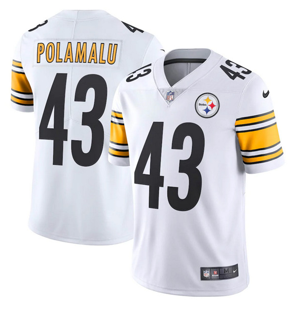 Men's Pittsburgh Steelers #43 Troy Polamalu White Vapor Untouchable Limited Stitched Jersey Men's Pittsburgh Steelers #43 Troy Polamalu White Vapor Untouchable Limited Stitched Jersey